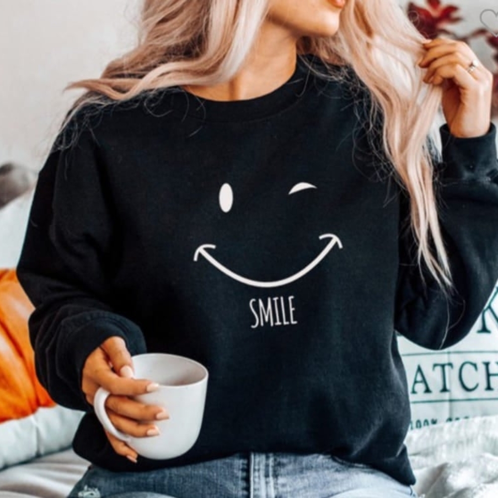 Black Smile Graphic Sweatshirt